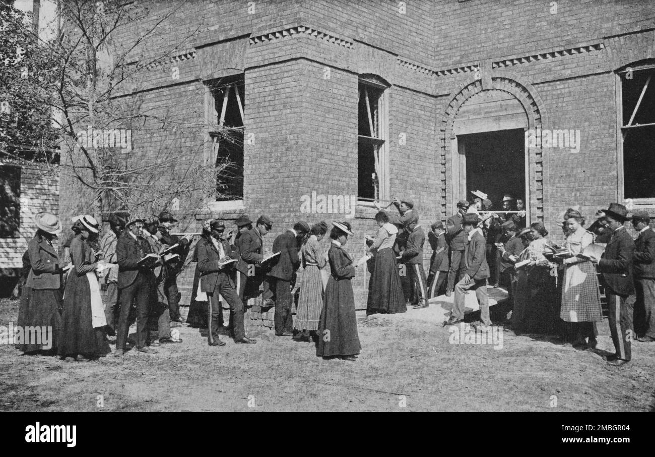 Klasse in Outdoor-Arithmetik, 1904. Stockfoto