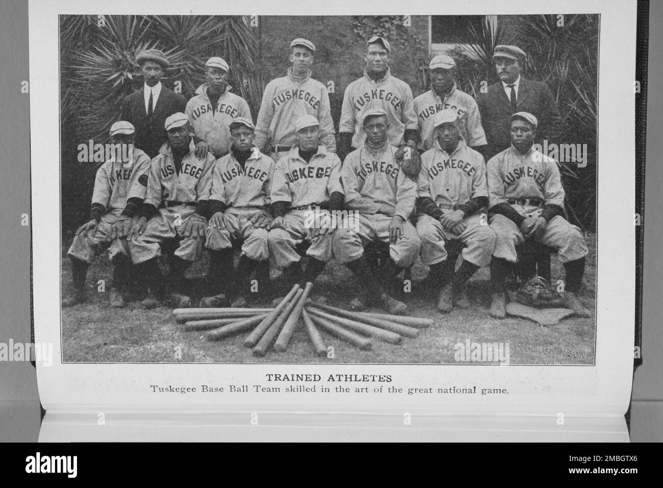 Trainierte Athleten; Basisteam Tuskegee, das in der Kunst des großen Nationalspiels 1917 ausgebildet ist. Stockfoto