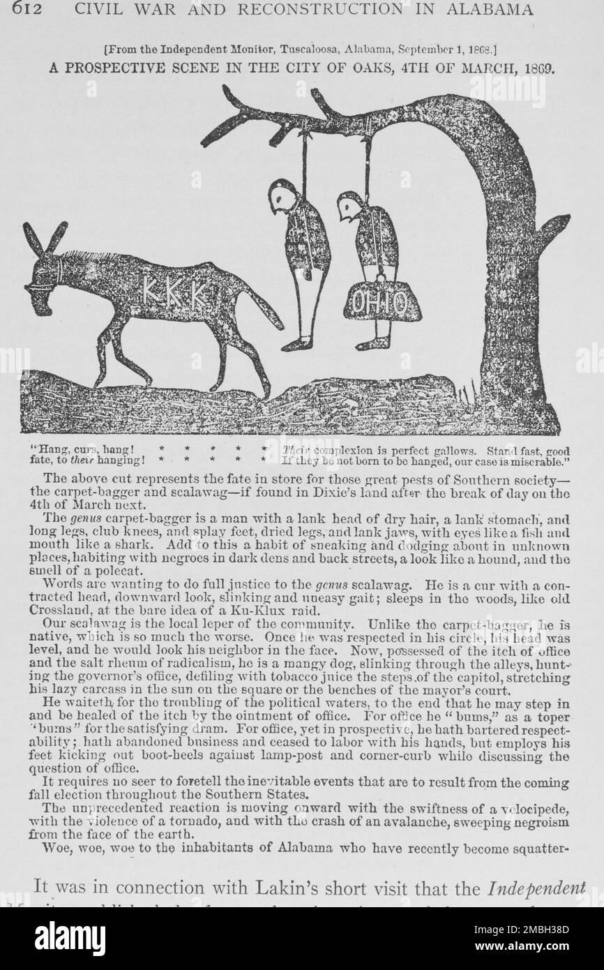Vom Independent Monitor, Tuscaloosa, Alabama, 1. September 1868: A Prospective Scene in the City of Oaks, 4. März 1869, 1905. Stockfoto