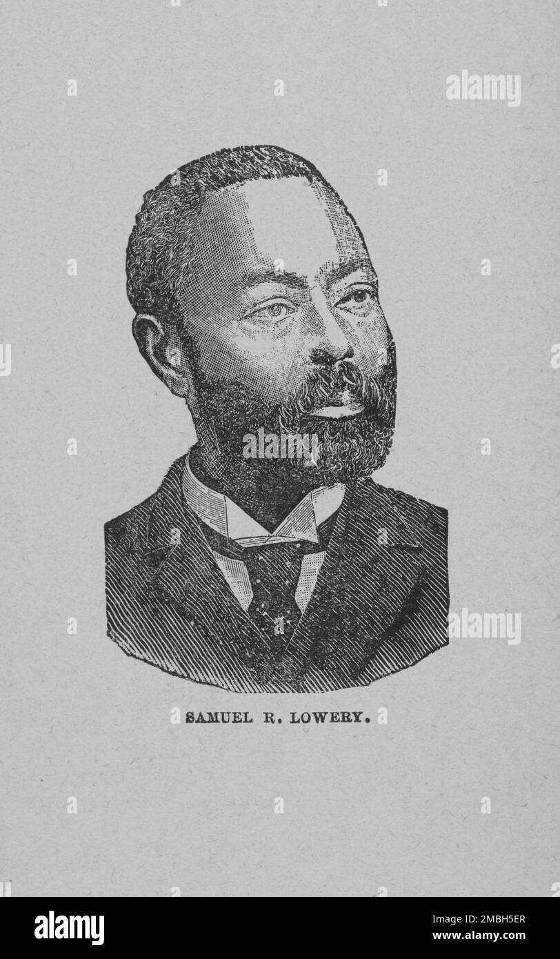 Samuel R. Lowery; [Seidenkulturist], 1897. Afroamerikanischer Prediger und Anwalt, erster schwarzer Anwalt, der vor dem Obersten Gerichtshof der USA argumentiert. Arbeitete für die afroamerikanische Industrieausbildung und versuchte, in Alabama Seidenzucht zu gründen. Von der weißen Seite eines schwarzen Subjekts, vergrößert und auf den heutigen Stand gebracht; eine Rechtfertigung der afroamerikanischen Rasse; von der Landung von Sklaven in St. Augustine, Florida, 1565, bis heute. Stockfoto