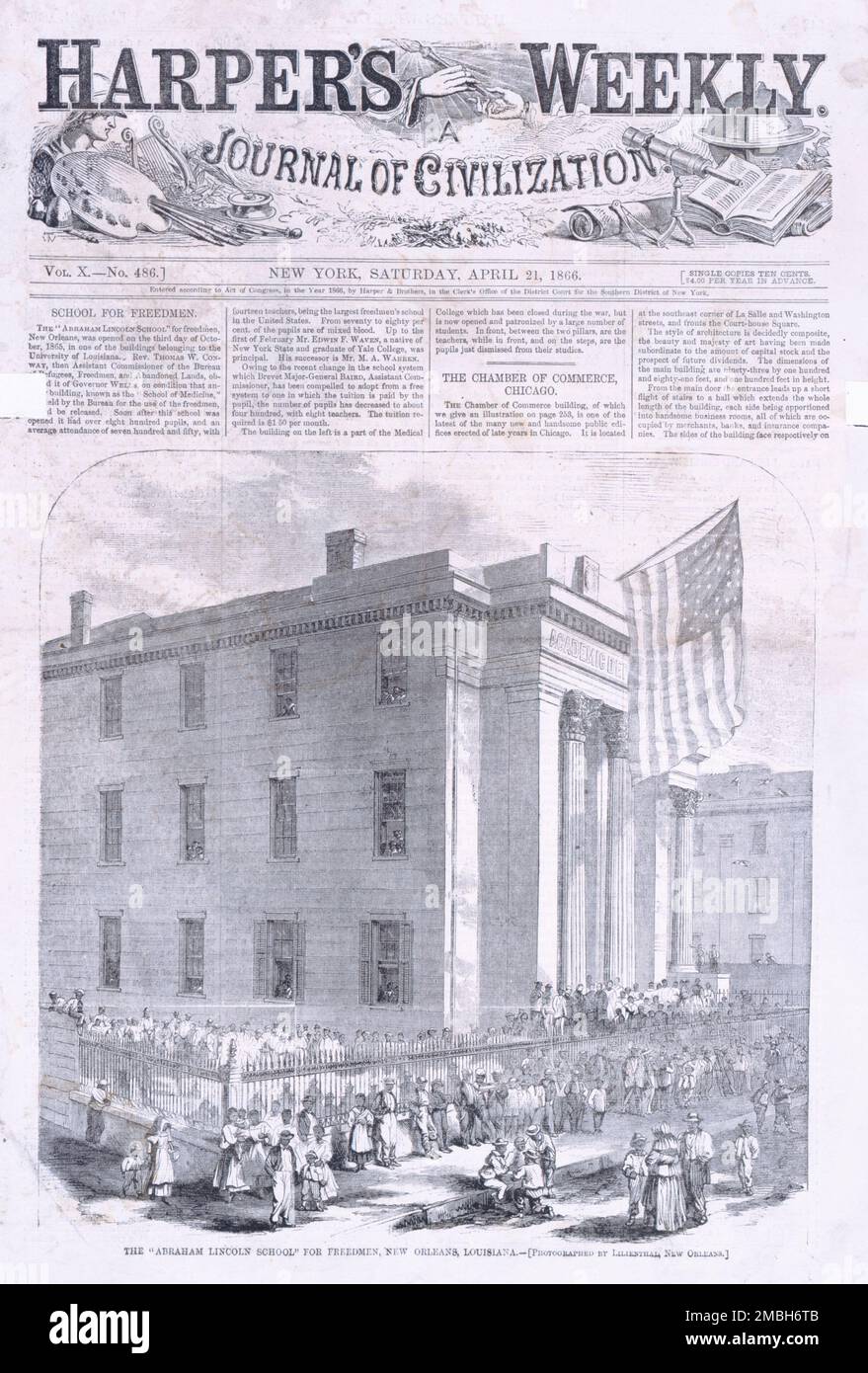 Die "Abraham Lincoln Schule" für Freibeuter, New Orleans, Louisiana, 1866-04-21. Stockfoto