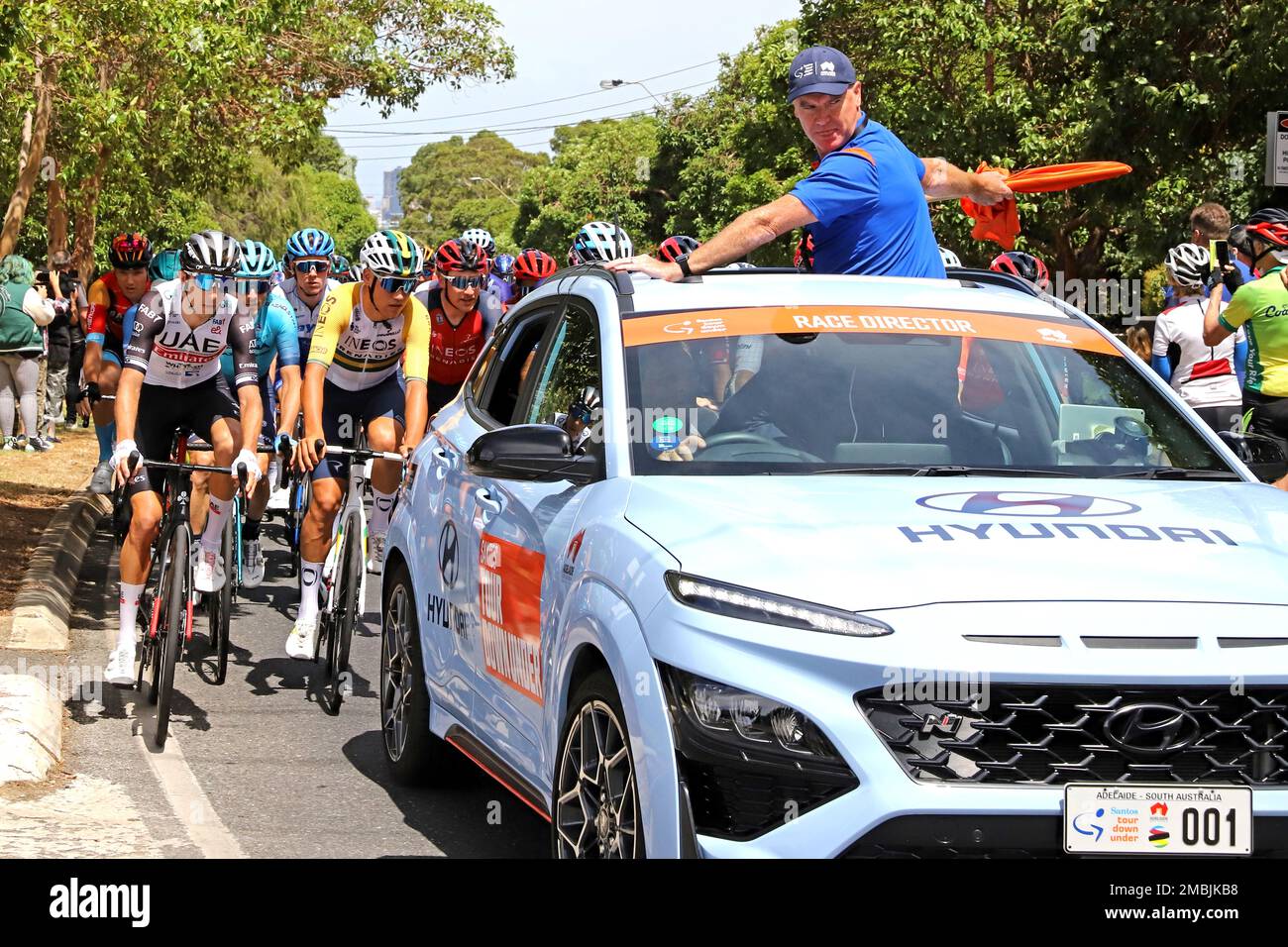 Teilnehmer an Stage 3 der 2023 Tour Down Under in Adelaide, Australien Stockfoto
