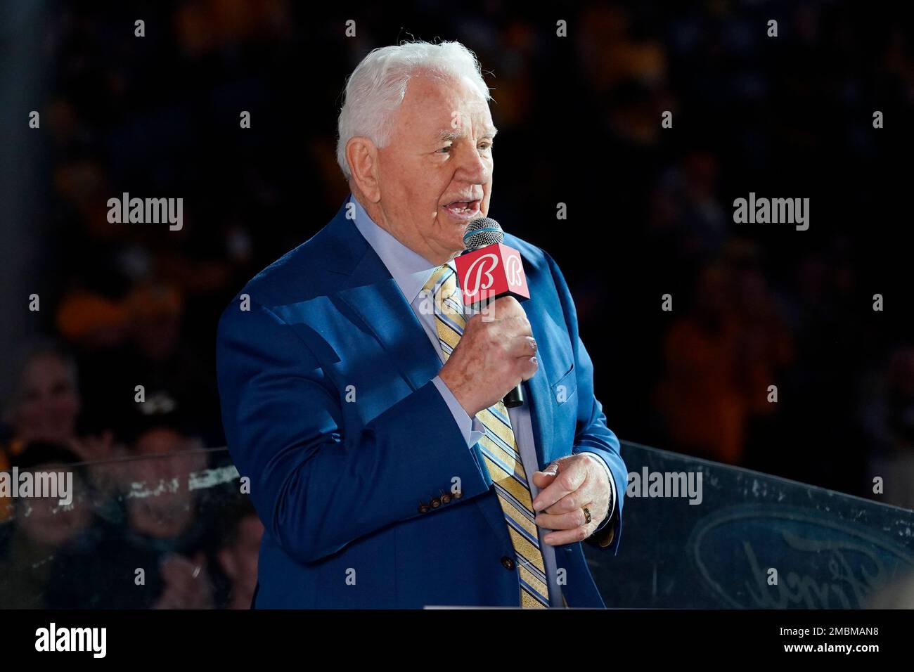 Former hockey player, coach, and announcer Terry Crisp is honored