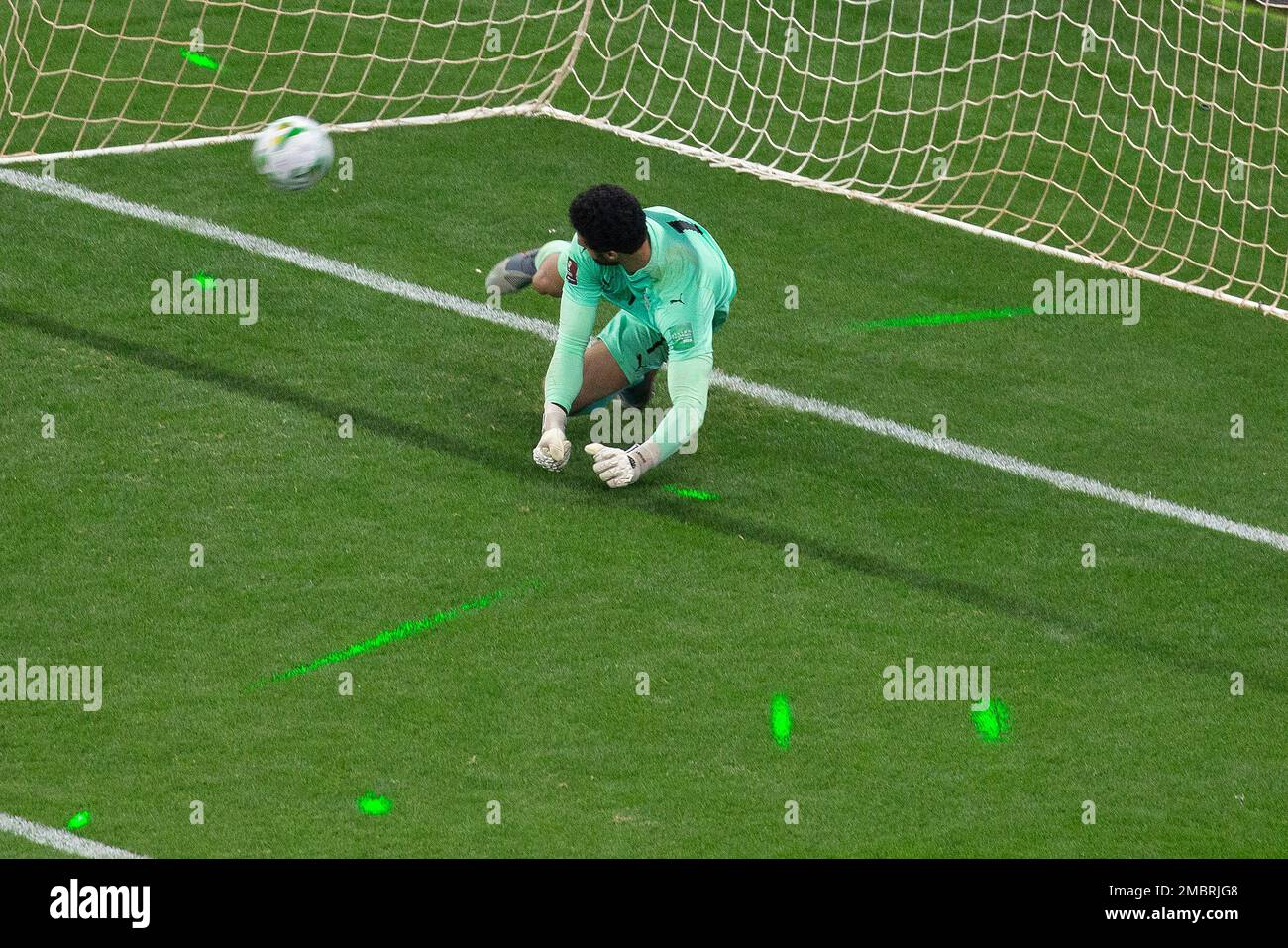 The light from green laser pointers can be seen on the pitch AS Egypt's