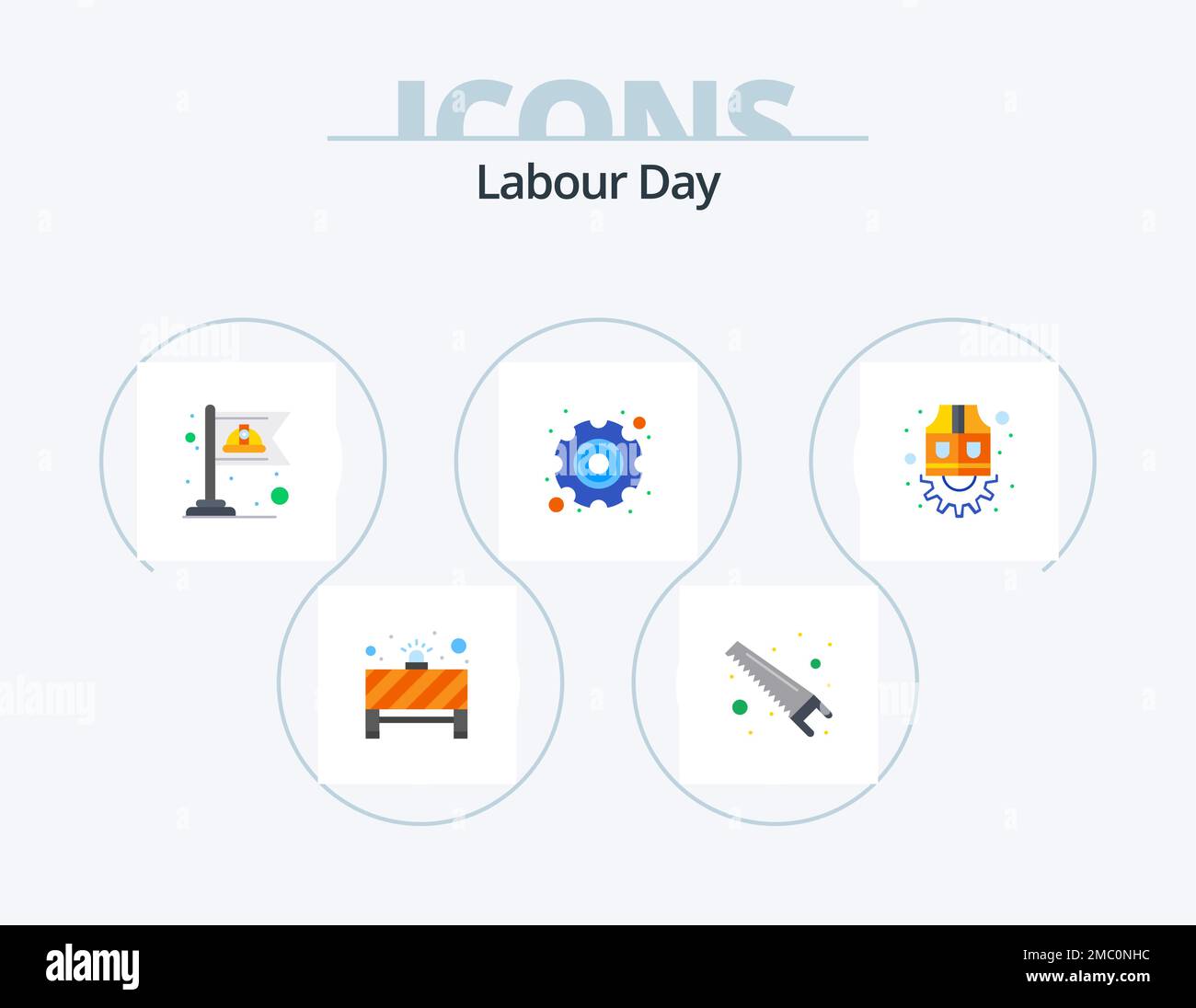 Labour Day Flat Icon Pack 5 Icon-Design. Arbeit. arbeit. kommunist. Arbeit. Tag Stock Vektor