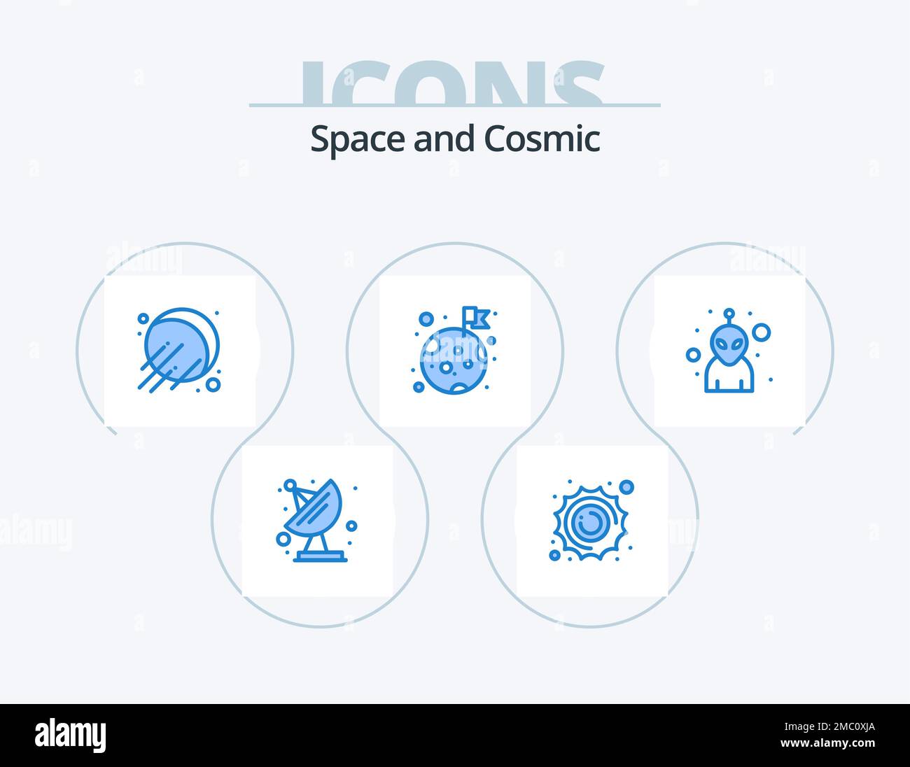 Space Blue Icon Pack 5 Icon Design. . avatar. Leerzeichen. Außerirdischer. Leerzeichen Stock Vektor