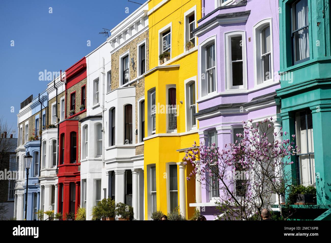 Farbenfrohe Fassaden an der Lancaster Road, Detail, Notting Hill, London, England, Vereinigtes Königreich Stockfoto
