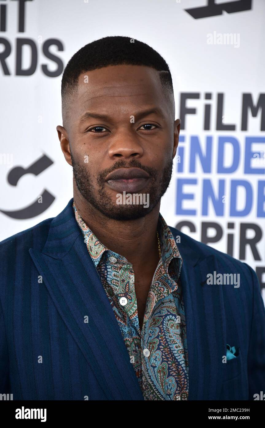 Sam Adegoke arrives at the 37th Film Independent Spirit Awards on Sunday, March 6, 2022, in Santa Monica, Calif. (Photo by Jordan Strauss/Invision/AP) Stockfoto