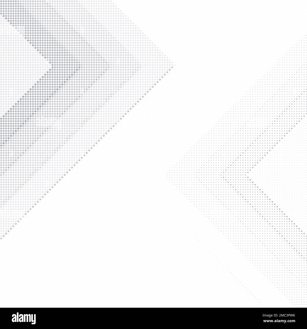 Zwei abstrakte graue Halbtonmuster auf Weiß mit Kopierbereich. Gepunkteter Hintergrund für Vorlage, Broschüre, Visitenkarte, Webseite usw. Stockfoto