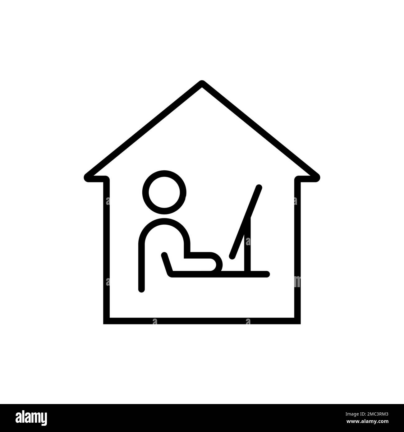 Symbol für den Schreibtisch des Remote-Büros. Arbeit von zu Hause Computer Person Arbeitsplatz Laptop Vektor Raum Home Designer Symbol. Stock Vektor