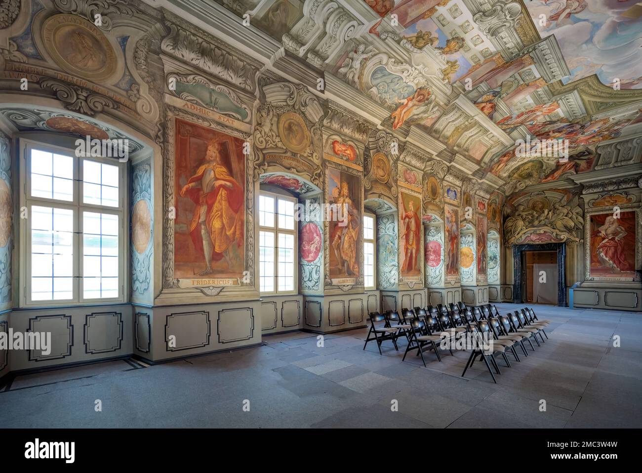 Kaisersaal in der Neuen Residenz (Neue Residenz) Alte Inneneinrichtung des Schlosses - Bamberg, Bayern, Deutschland Stockfoto