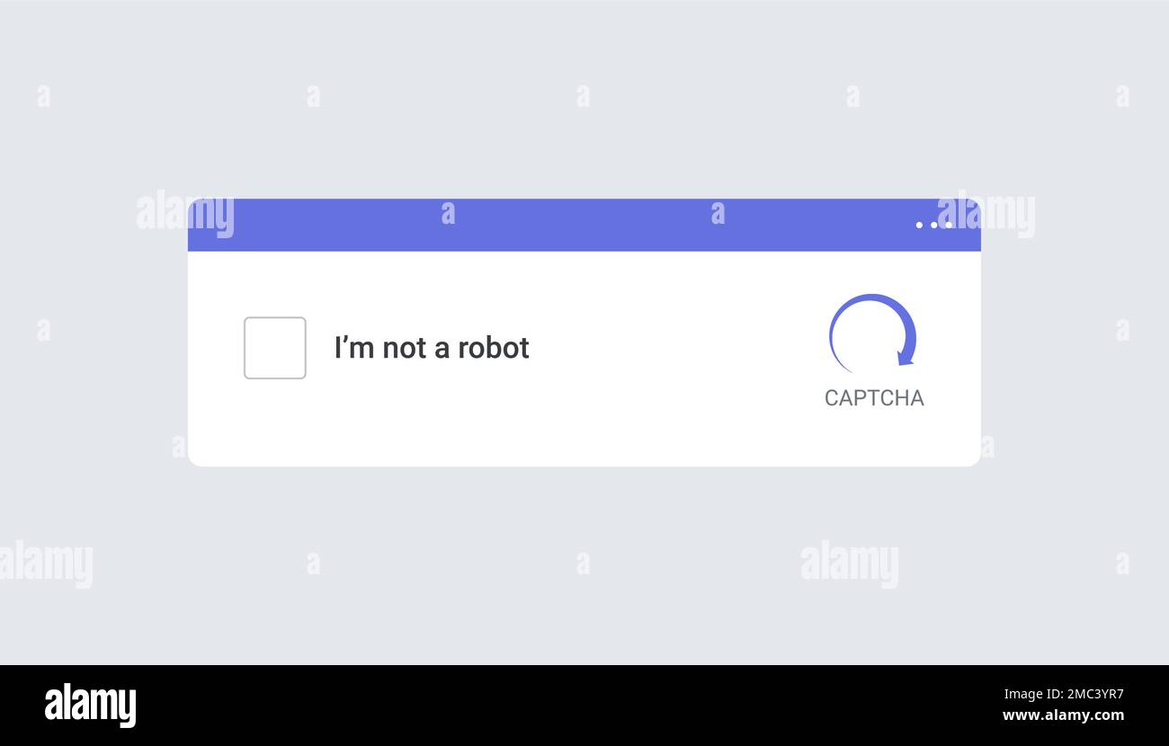 Kein Roboter-Captcha-Vektortest-Bild-Hinderniscomputer. Captcha Code öffentliches Internet-Passwort, keine Robotersorgen Stock Vektor