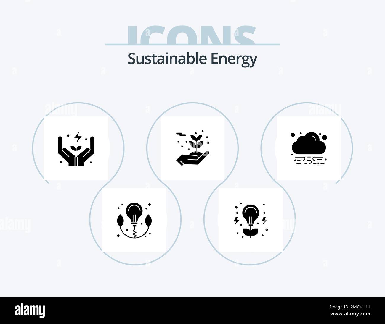 Nachhaltige Energie Glyphe Icon Pack 5 Icon Design. Wolke. Energie. Energie. Schützen. Umgebung Stock Vektor