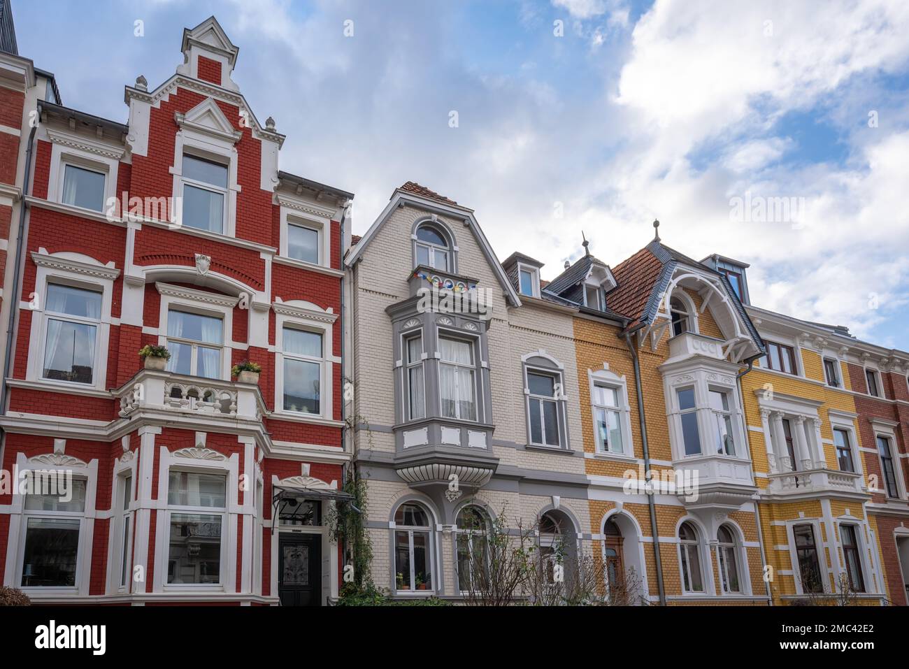Farbenfrohe Grunderzeit-Häuser im Stadtteil Poppelsdorf - Bonn Stockfoto