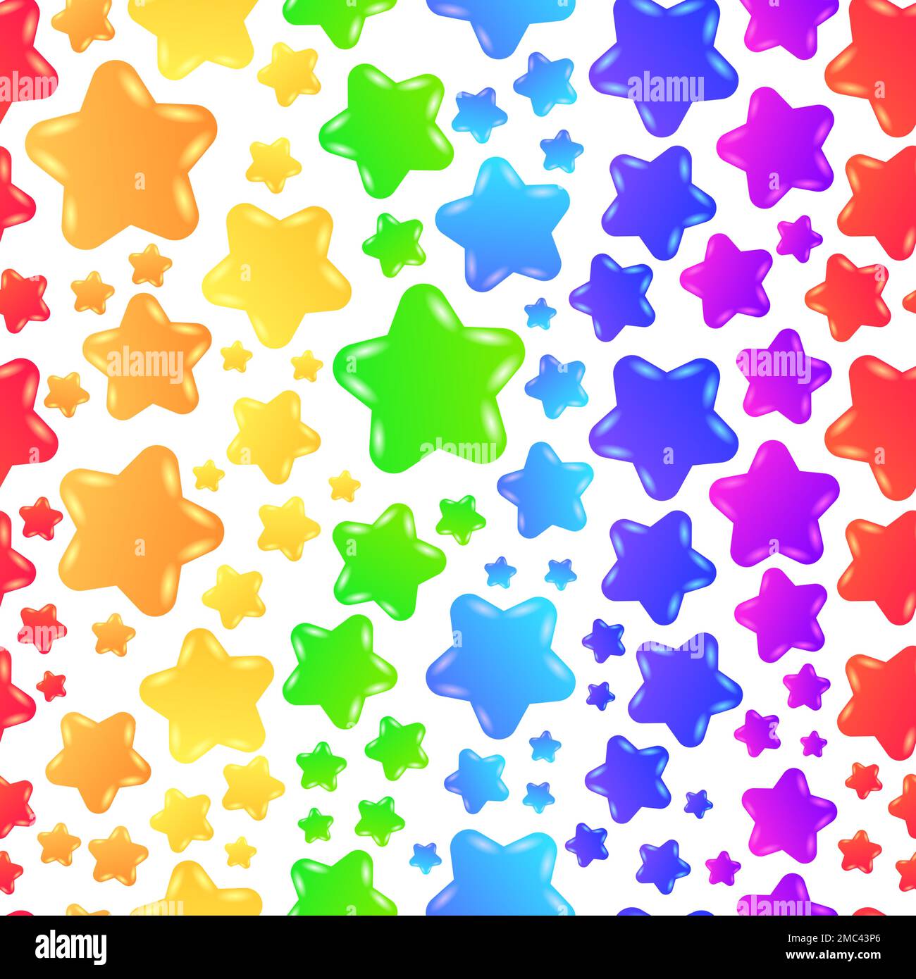 Nahtloses Vektormuster mit farbenfrohen Stars in Regenbogenfarben. Kinder farbenfrohes Muster Stock Vektor