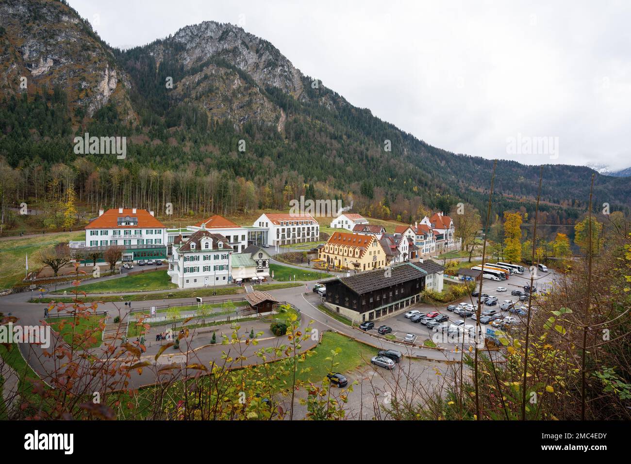 Blick auf Schwangau bei Füssen - Schwangau, Bayern, Deutschland Stockfoto