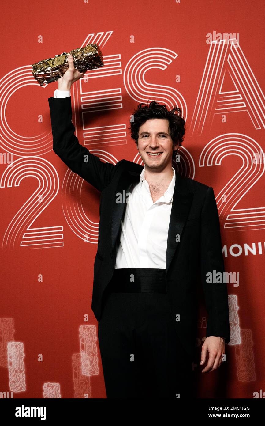 Vincent Lacoste poses after receiving the Best Supporting Actor award