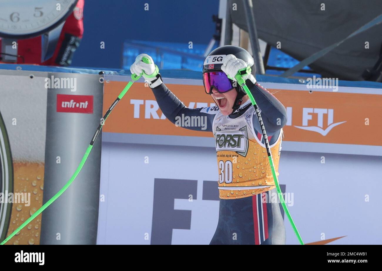 SKIFAHREN - FIS SKI WORLD CUP, Frauen, Cortina d'Ampezzo, Downhill Le Tofane Piste Samstag 21. Januar LIE Kajsa Vickhoff 2Â° Place Women, Cortina d'Ampezzo, Downhill Stockfoto