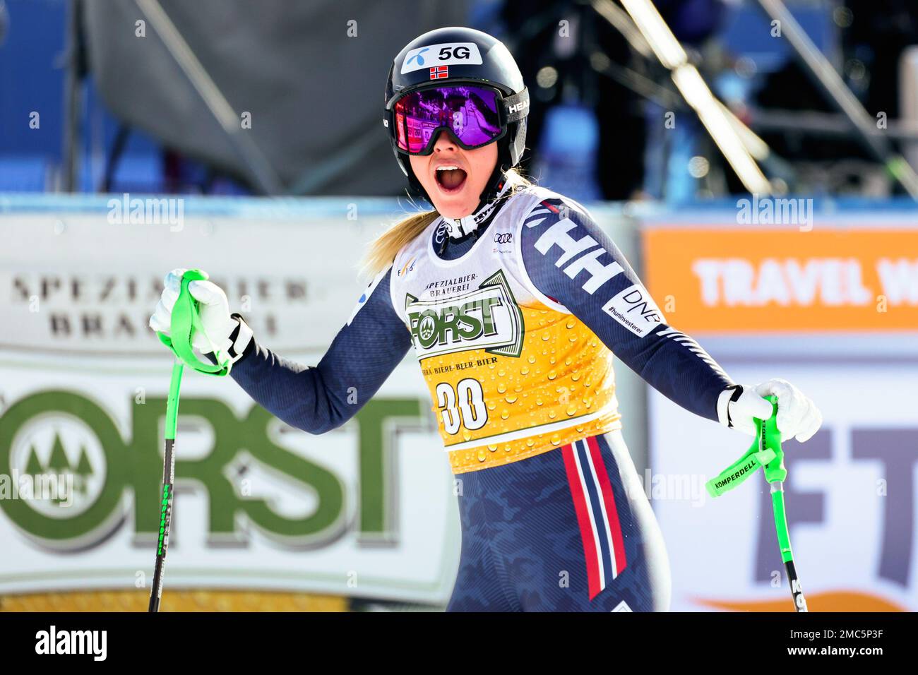 Olympia delle Tofane, Cortina d’Ampezzo, Italien, 21. Januar 2023, LIE KAJSA VICKHOFF (NOR) während der Audi FIS Ski World Cup 2023 - Frauen Downhill - Alpinski-Rennen Stockfoto