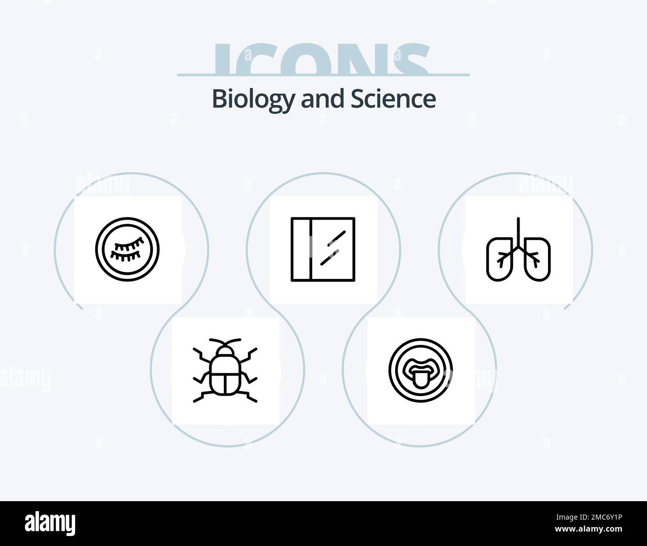 Biology Line Icon Pack 5 Icon Design. Knochen. Wissenschaft. Biologie. Labor. Biologie Stock Vektor