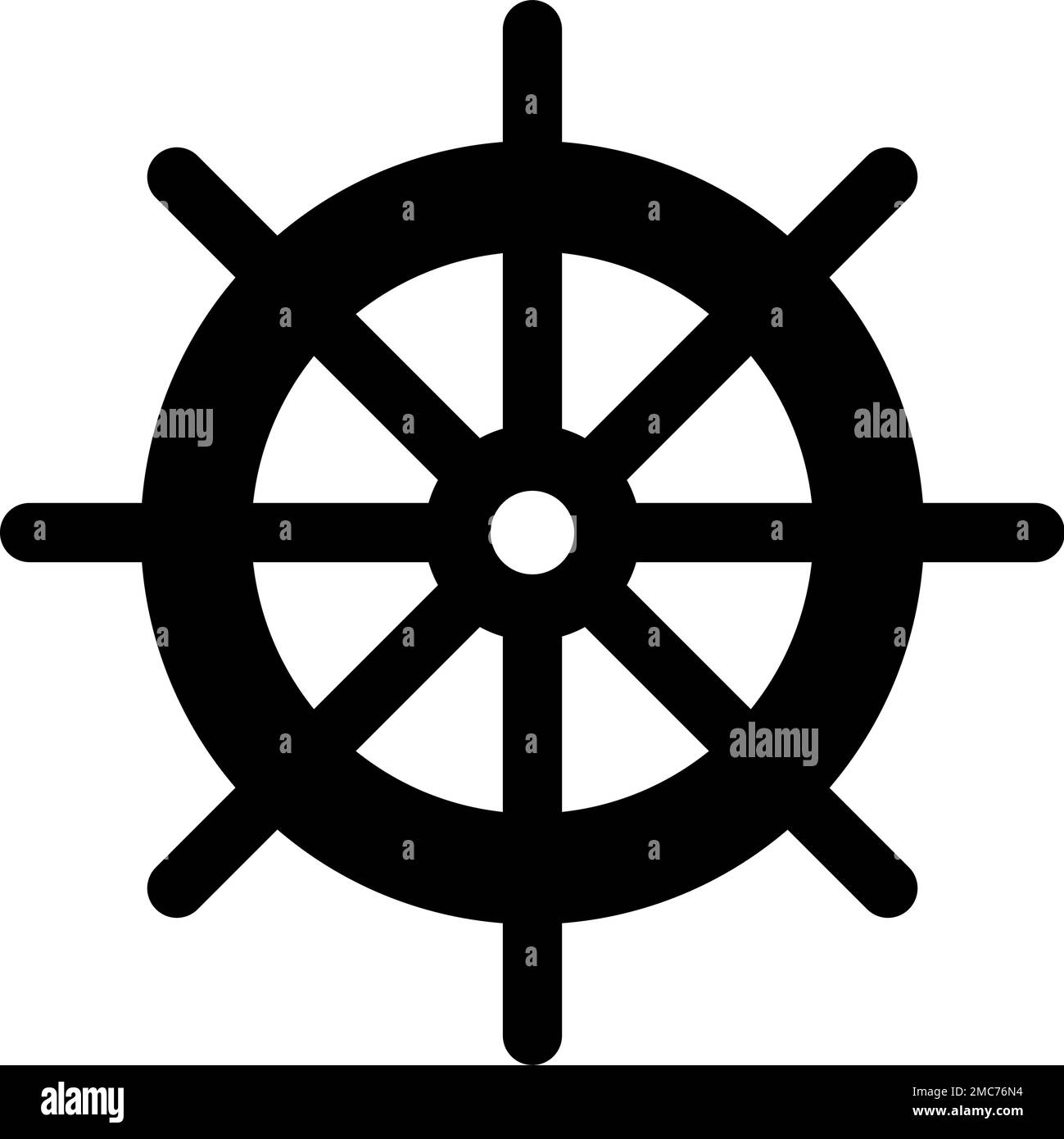 Symbol Für Ruder-Navigationszeichen Des Segelschiffes Lenkrad. Vektorbild. Stock Vektor