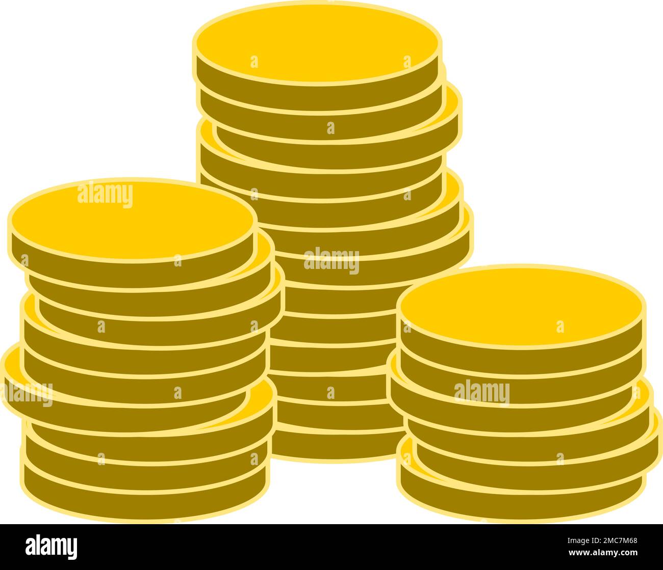Symbolsatz für Goldmünze oder Kryptowährung-Token. Vektorbild. Stock Vektor
