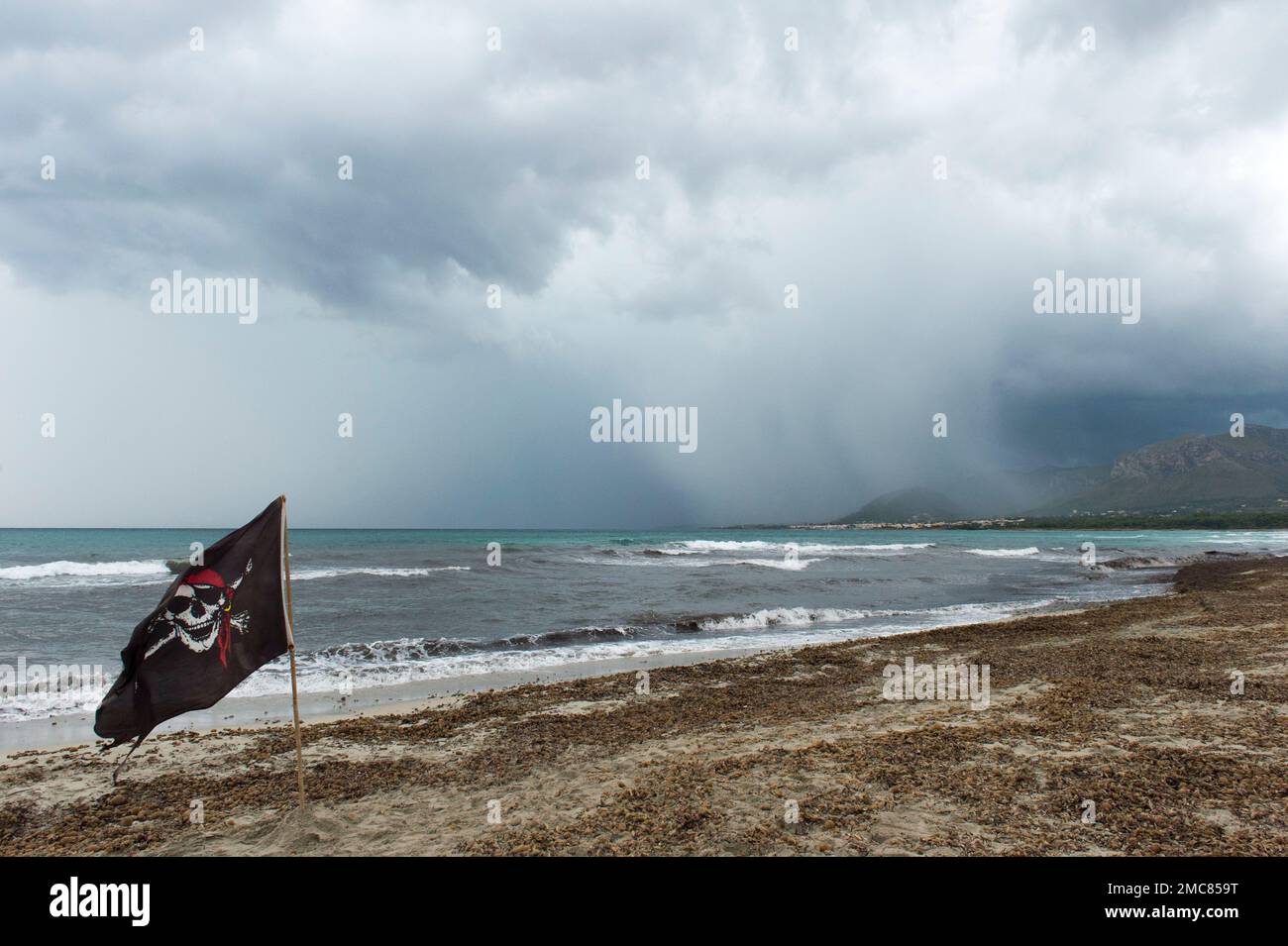 Schlechtes Wetter am Strand Stockfoto