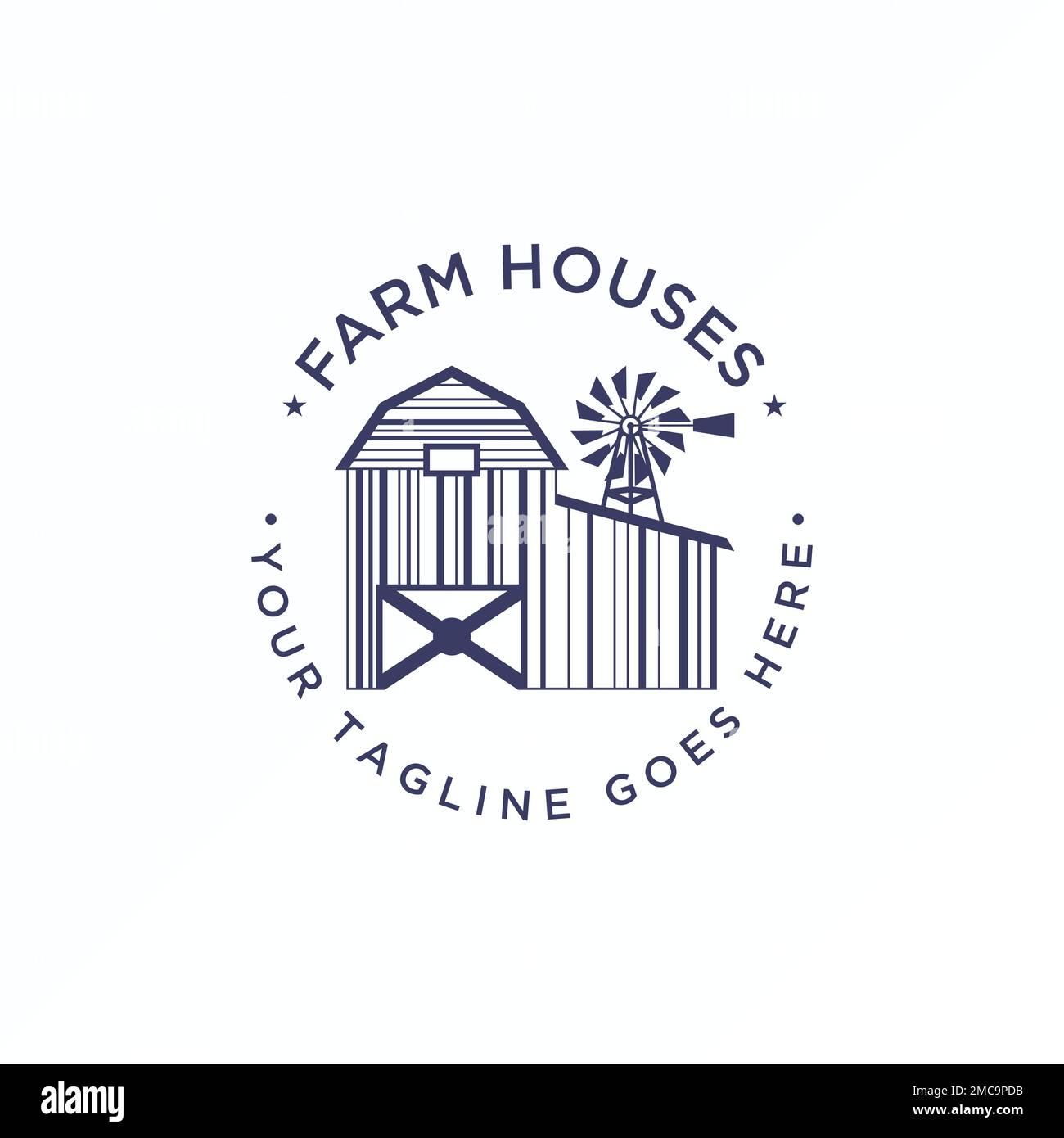 Tiergehege, Lager, Windmühle, Bauernhaus Bildgrafik Symbol Logo Design abstraktes Konzept Vektorsymbol in Bezug auf Vieh Stock Vektor