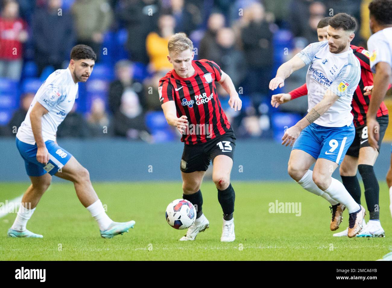 Ali McCann von Preston (C) während des Sky Bet Championship-Spiels zwischen Birmingham City und Preston North End in St. Andrews, Birmingham, am Samstag, den 21. Januar 2023. (Kredit: Gustavo Pantano | MI News) Kredit: MI News & Sport /Alamy Live News Stockfoto