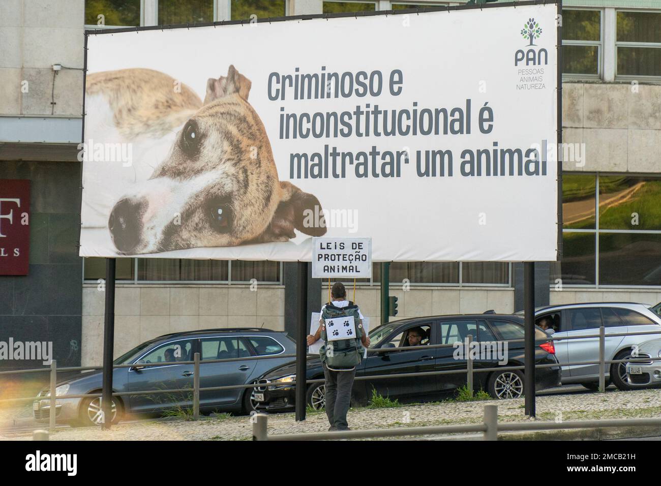 Marquês de Pombal, Lissabon, Portugal, 21. Januar 2023. Demonstration des Protestes für Tierrechte. Protest nach dem CO des Verfassungsgerichts angesetzt Stockfoto