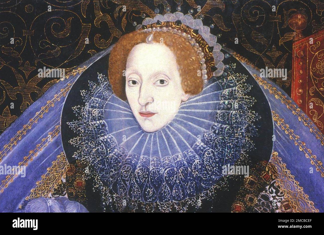 ELIZABETH I VON ENGLAND (1533-1603) um 1585 von einem unbekannten Künstler Stockfoto