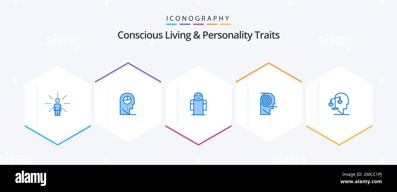 Concious Living and Personality Traits 25 Blaues IconPaket mit Studie