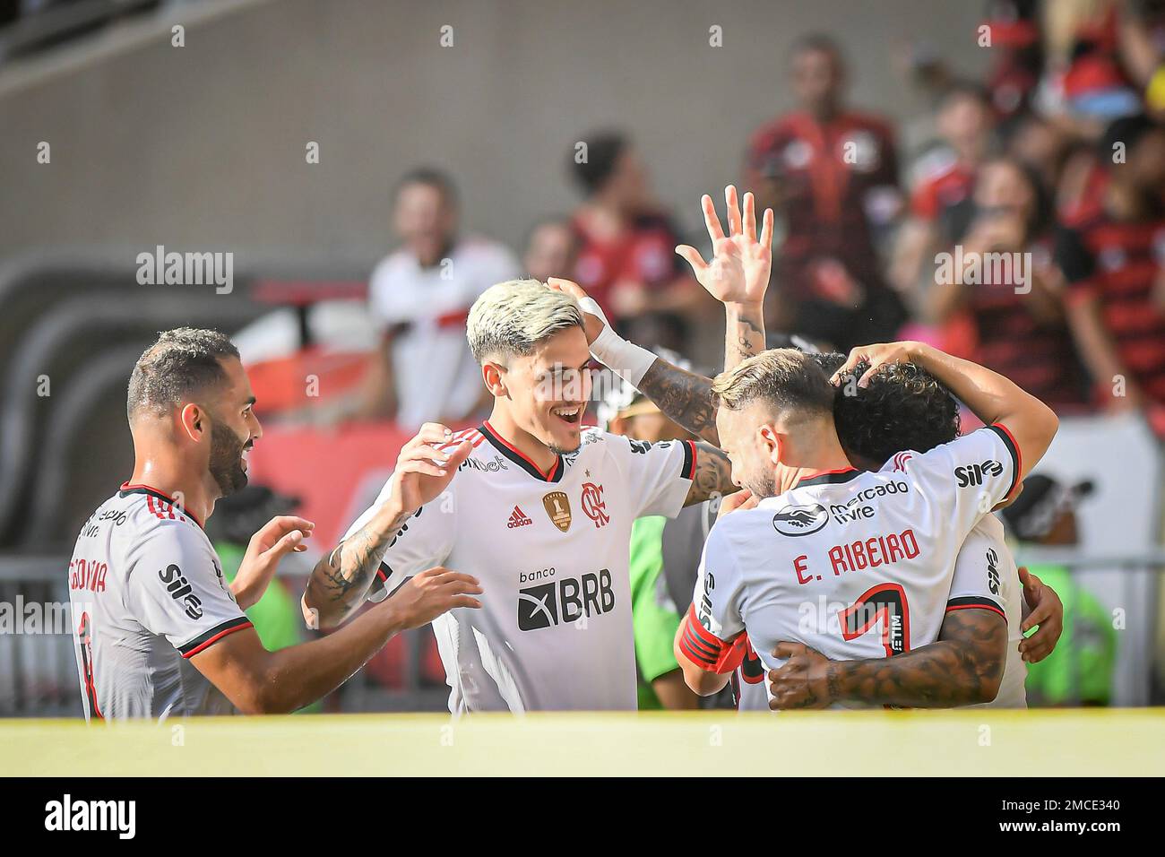 21. Januar 2023, Rio de Janeiro, RJ, Brasilien: Estadio Maracana Gabriel Barbosa (Gabi, Gabigol) erzielt ein Tor während des Flamengo x Nova Iguacu, einem Spiel, das für den Guanabara Cup gültig ist, für die Carioca Championship 2023, die im Maracana-Stadion in der Stadt Rio de Janeiro (RJ) stattfindet, an diesem Samstag (21). (/SPP) (Kreditbild: © Nayra Halm/Sport Press Photo via ZUMA Press) NUR ZUR REDAKTIONELLEN VERWENDUNG! Nicht für den kommerziellen GEBRAUCH! Stockfoto