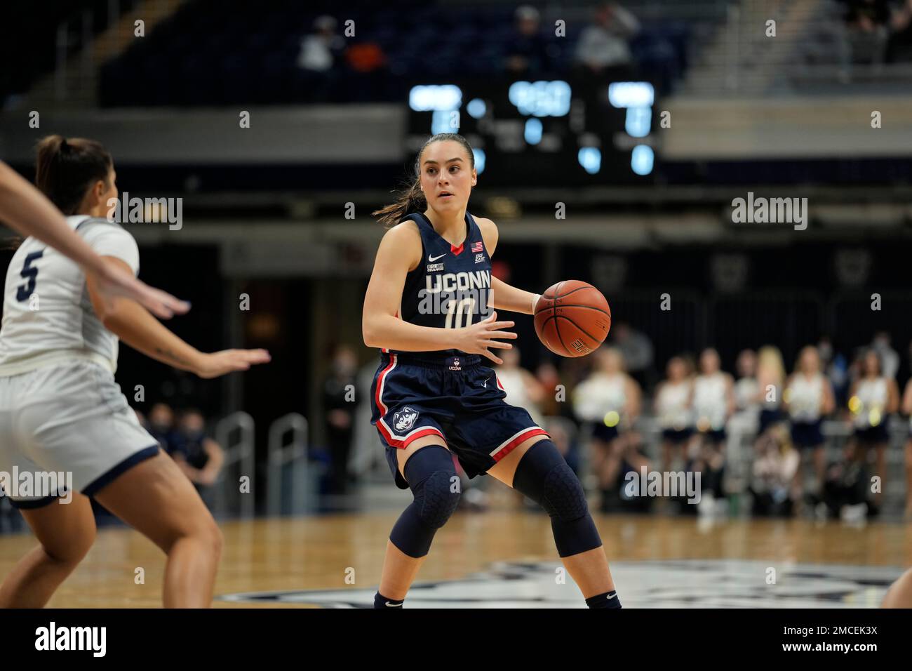 UConn guard Nika Muhl (10) in action during the first half of an NCAA