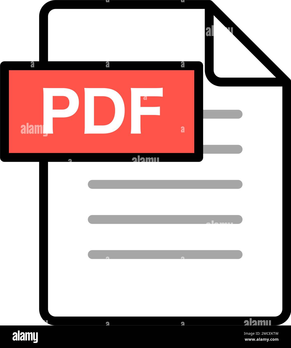 Symbol für PDF-Datendatei. Digitales Dokument. Bearbeitbarer Vektor. Stock Vektor