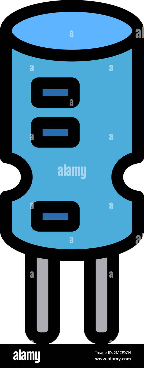 Flaches Kondensatorsymbol. Elektronisches Bauteil. Bearbeitbarer Vektor. Stock Vektor