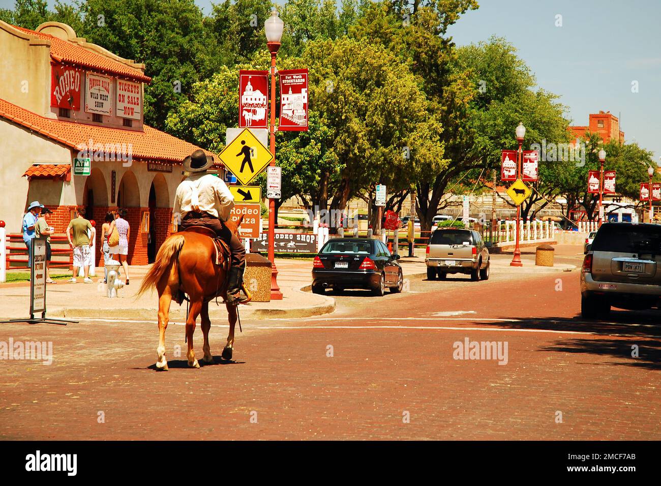 Auf Patrouille, Ft Worth Stockyards Stockfoto