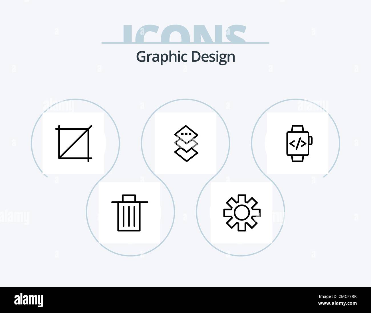 Design Line Icon Pack 5 Icon Design. . Anker. Führend Stock Vektor