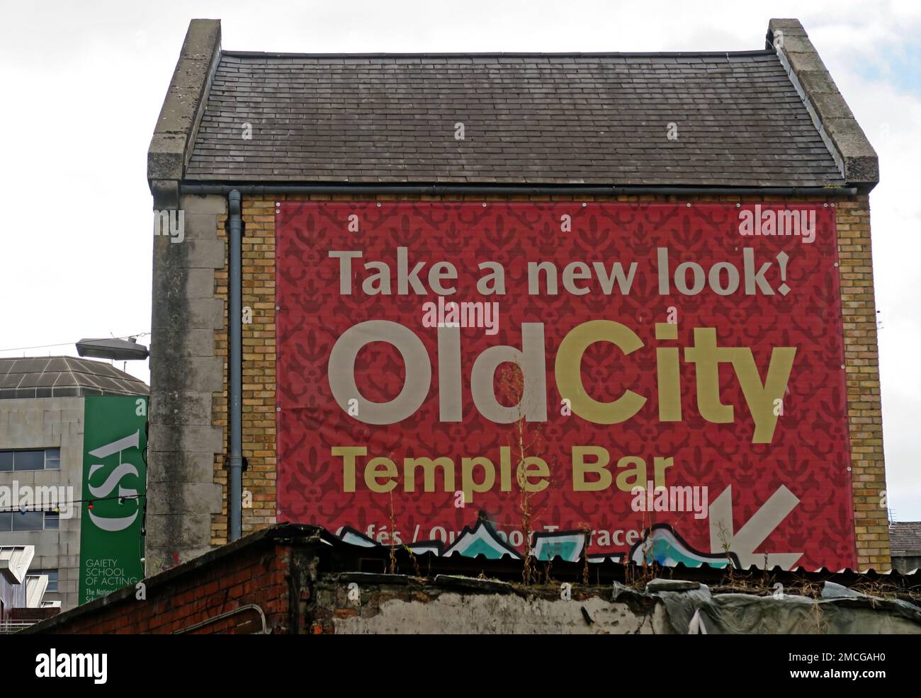 Ein neuer Look: Old City, Essex St West, Temple Bar, Dublin, Irland, Irland Stockfoto