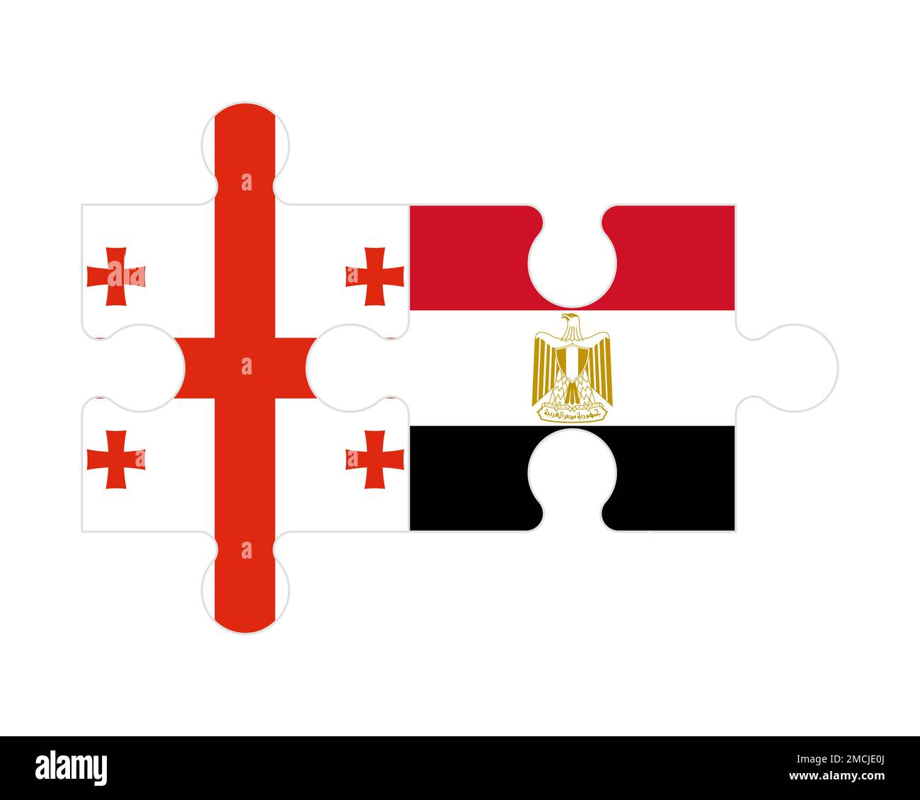 Zusammenhängendes Puzzle von Flaggen Georgiens und Ägyptens, Vektor Stock Vektor