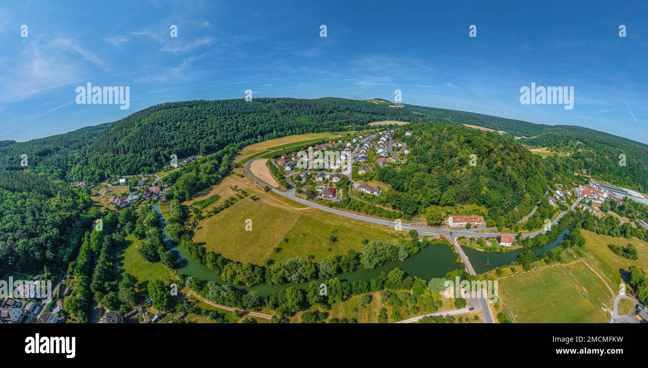 Das Taubertal um Gamburg von oben Stockfoto