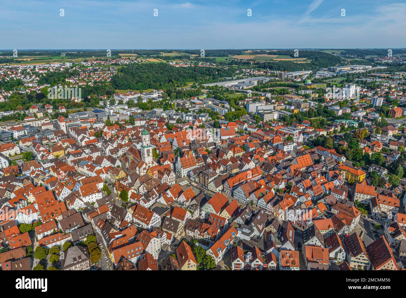 Luftaufnahme nach Biberach in Oberschwaben Stockfoto