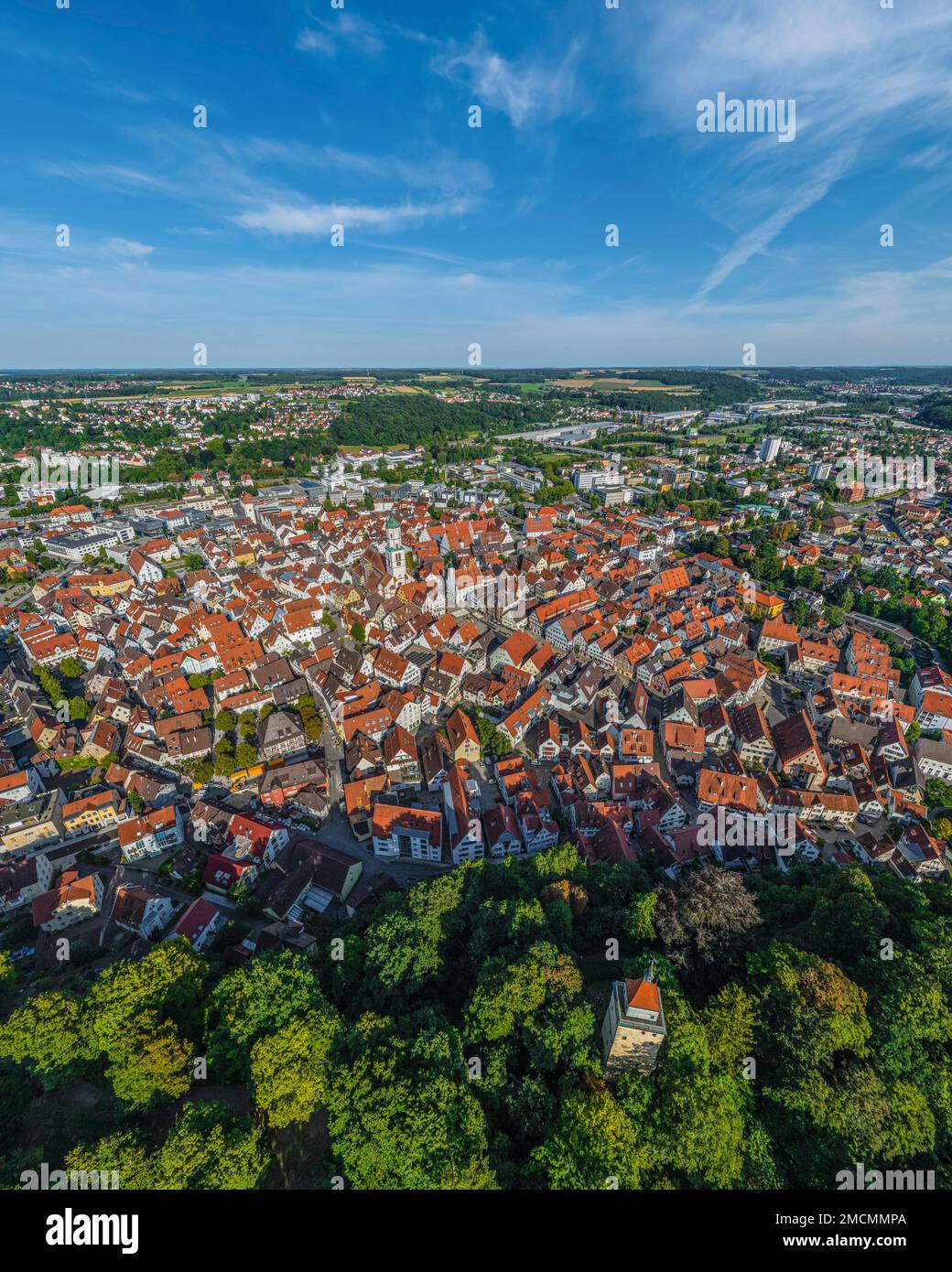 Luftaufnahme nach Biberach in Oberschwaben Stockfoto