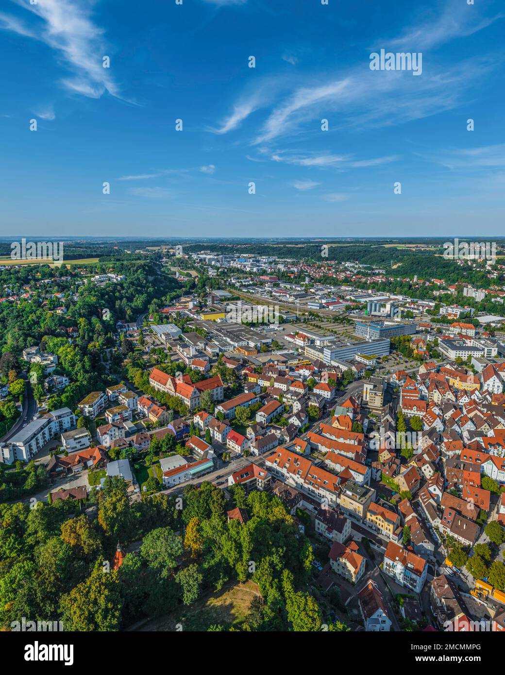 Luftaufnahme nach Biberach in Oberschwaben Stockfoto