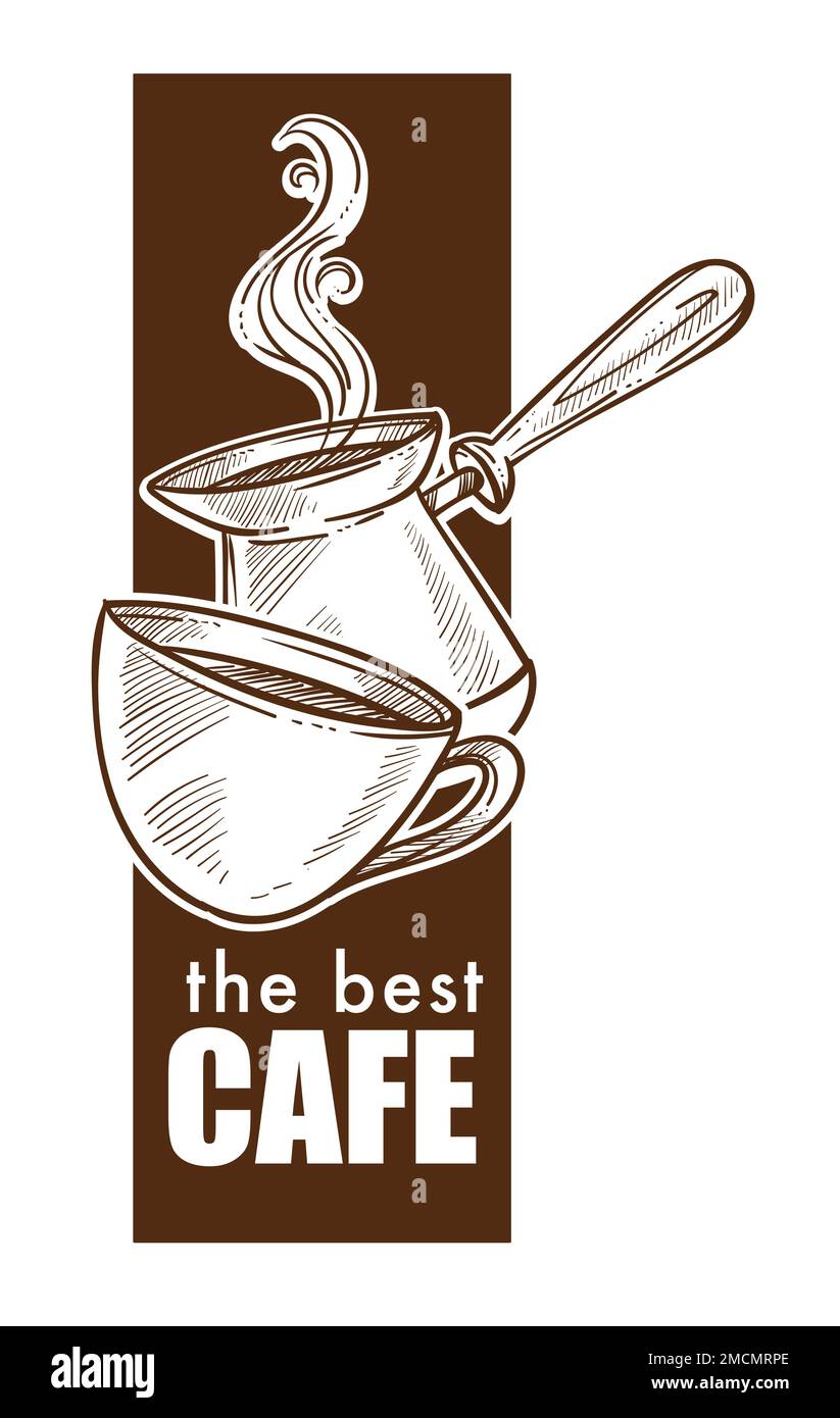 Café oder Haus mit heißen, dampfenden Getränken aus Tasse und truthahn Stock Vektor