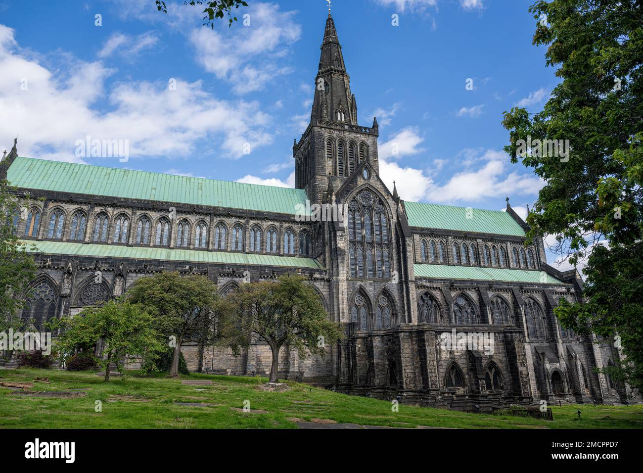 Die Südseite der Glasgow Cathedral aus dem 13. Jahrhundert Stockfoto