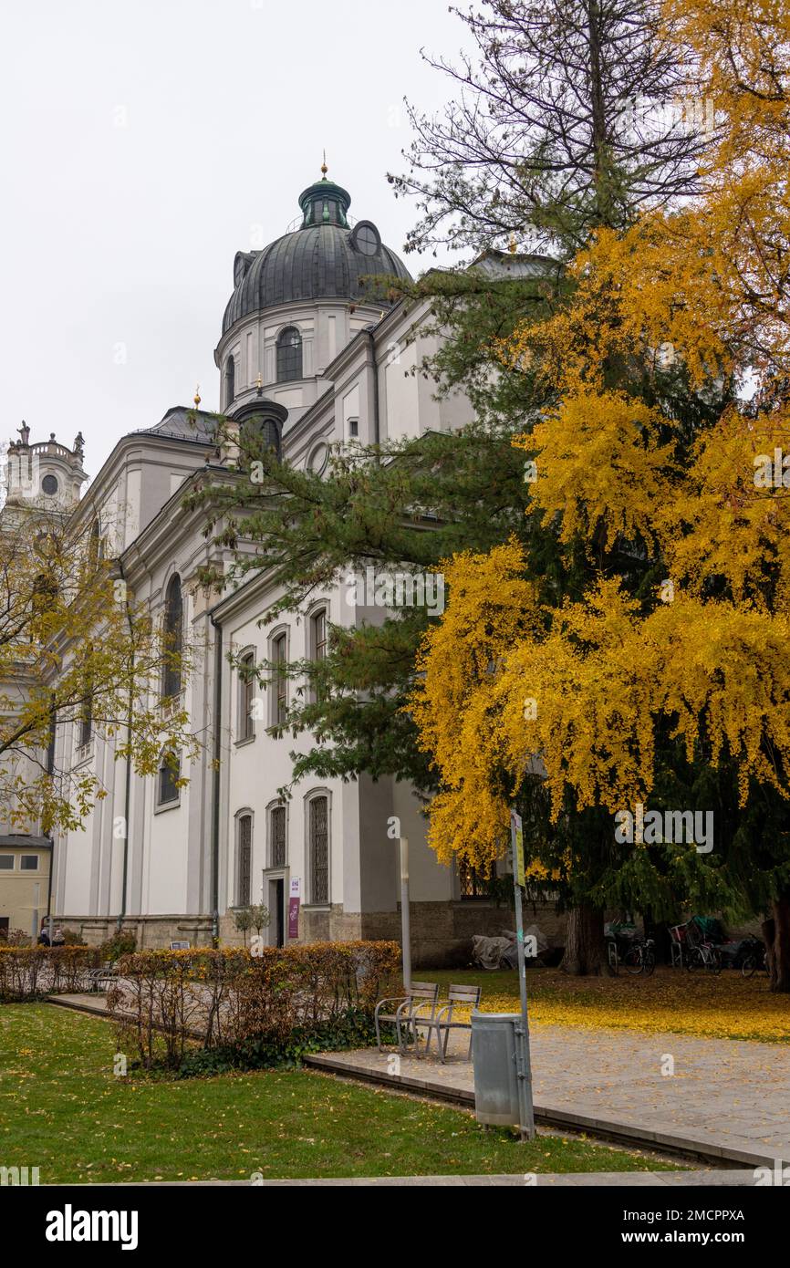 Kollegienkirche, Alte Universitätskirche im Herbst, Salzburg, Österreich Stockfoto