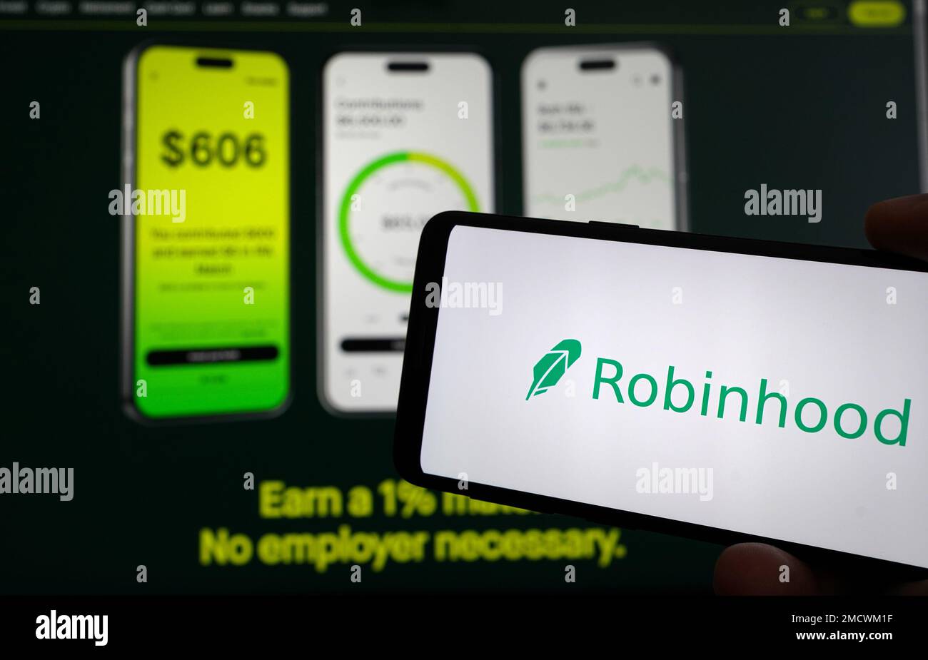 Robinhood Finanzdienstleister – Logo auf dem Mobilgerät Stockfoto