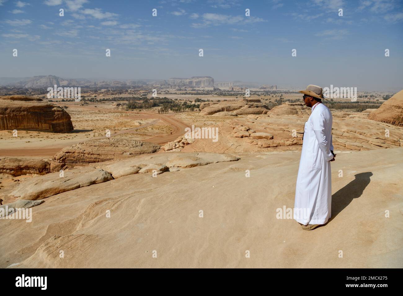 Felsenlandschaft in Jabal Ithlib, Hegra oder Mada'in Salih, Alula Region, Medina Provinz, Saudi-Arabien, Arabische Halbinsel Stockfoto