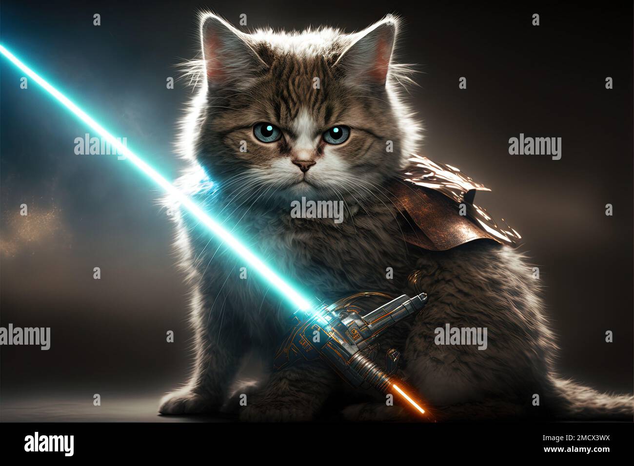 Star Wars jedi-Katze mit leichtem Säbel Illustration generative ai  Stockfotografie - Alamy